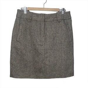 Size 8 British Khaki Brown Wool Blend Pencil  Skirt
